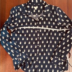 J. Crew Navy Blue Button Down Shirt with White Pattern